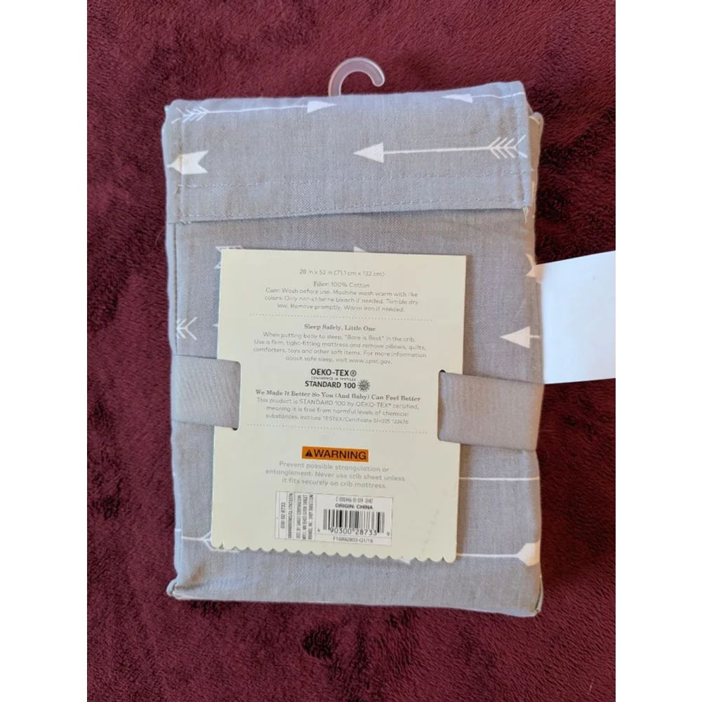 Cloud Island Gray & White Arrow Crib Fitted Sheet New
